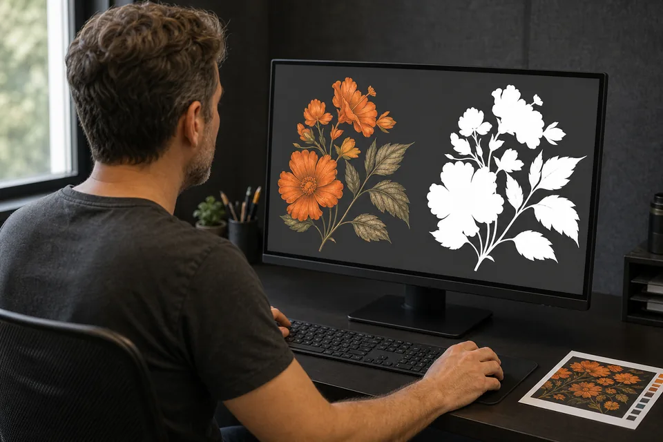 Operador a preparar e verificar uma arte no computador
